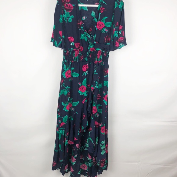 Women's Floral High Low V-Neck Long Maxi Dress - Picture 3 of 8